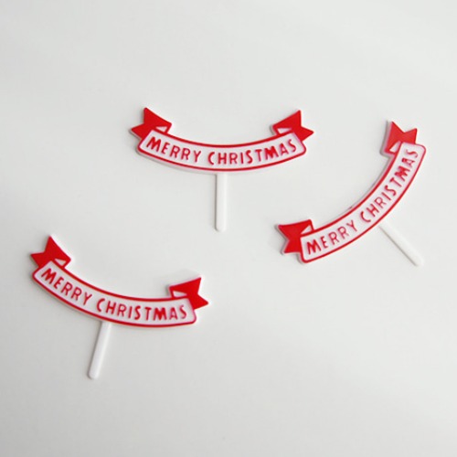 Merry Christmas Ribbon Pick 메리크리스마스리본픽 - 3p